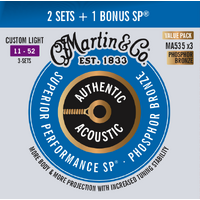 MARTIN Phosphor Bronze Authentic Guitar String Set 11-52 Custom Light MA535 x3PK