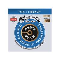 MARTIN Phosphor Bronze Authentic Guitar String Set 12-54 Light MA540 x3PK