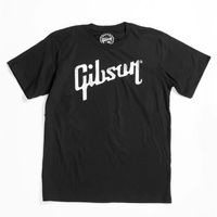 Gibson Black T-Shirt with Distressed Logo - Small