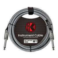 KIRLIN 10ft Entry Woven Instrument Cable Black