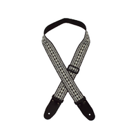 COLONIAL LEATHER Silver Diamonds Jacquard 50mm Webbing Guitar Strap