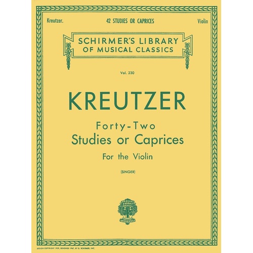 KREUTZER - Forty-Two Studies or Caprices for Violin