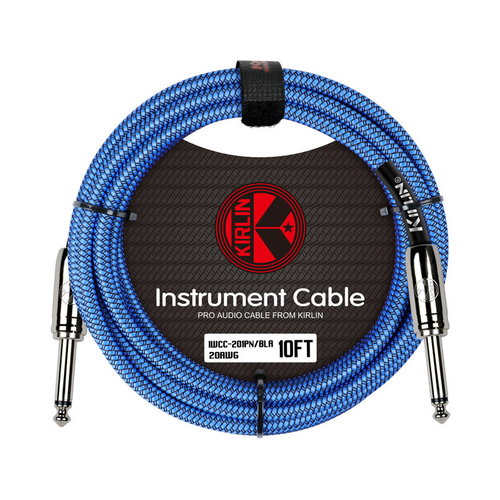 KIRLIN 10ft Entry Woven Instrument Cable Blue