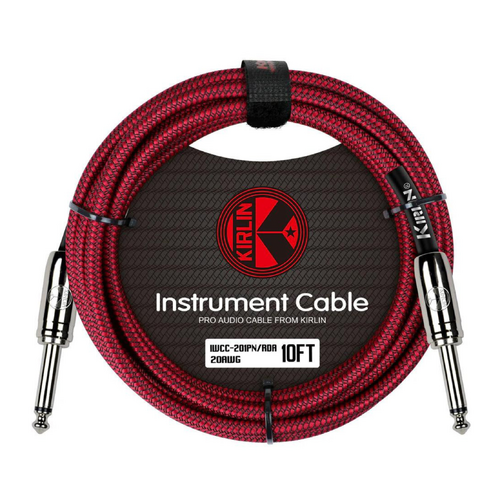 KIRLIN 10ft Entry Woven Instrument Cable Red