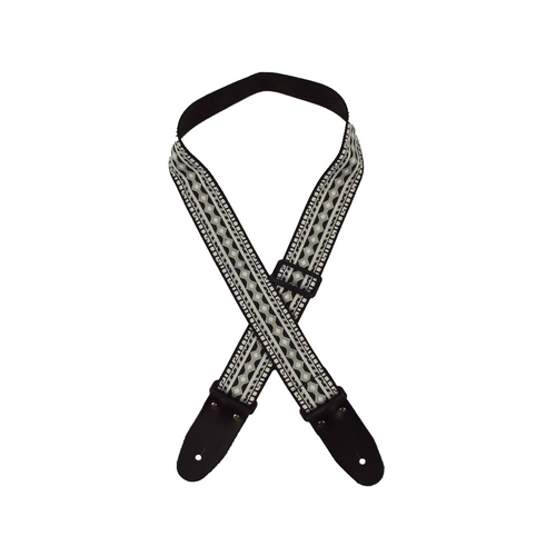 COLONIAL LEATHER Silver Diamonds Jacquard 50mm Webbing Guitar Strap